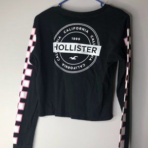 Hollister Graphic Long Sleeve Tee Checkerboard cropped